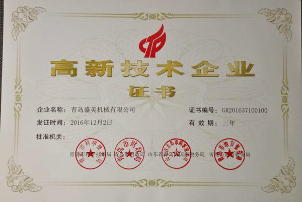 SG亚洲胜游高新技术企业证书